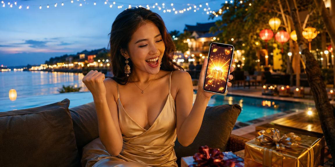 Người dùng tại Hội An dùng app casino và xổ số bên tách cà phê buổi sáng